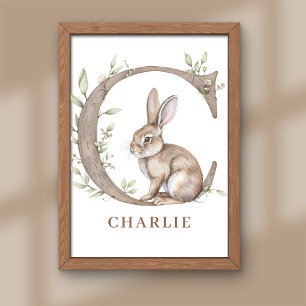 Djuralfabet Brev C Kids Namn Bunny Poster