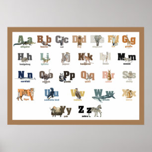 Djuralfabet Nursery och Barn 28 x 20 Poster