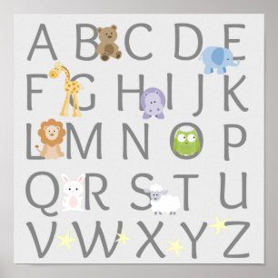 Djuralfabet Nursery Poster
