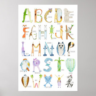 Djuralfabetposter - 33 x 48 cm poster