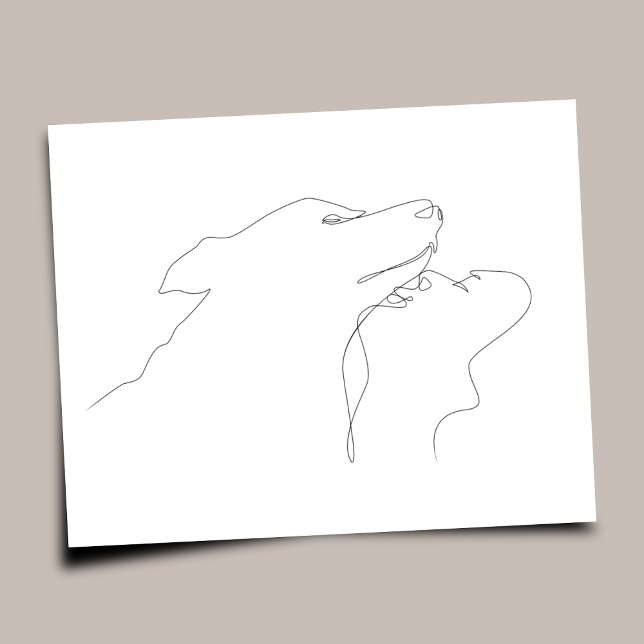 Djurälskare | En linjeartikel | Poster (dog drawing | dog art print | dog wall art decor | for living room | for dorm | pet ,  dog lover)