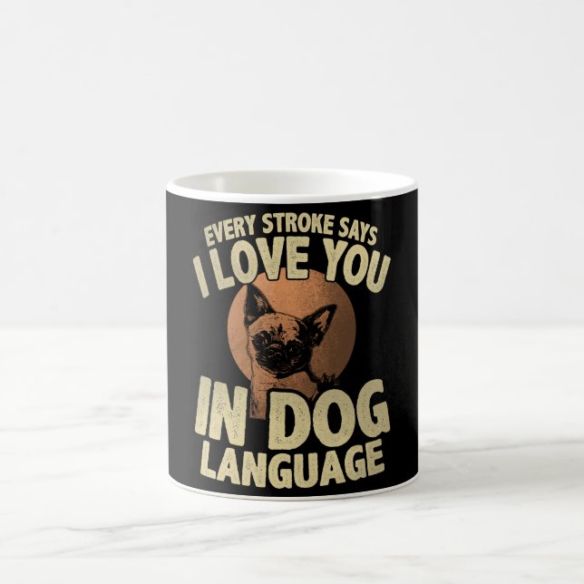 Djurälskare för hund Language Art Heartwarming Kaffemugg (Center)