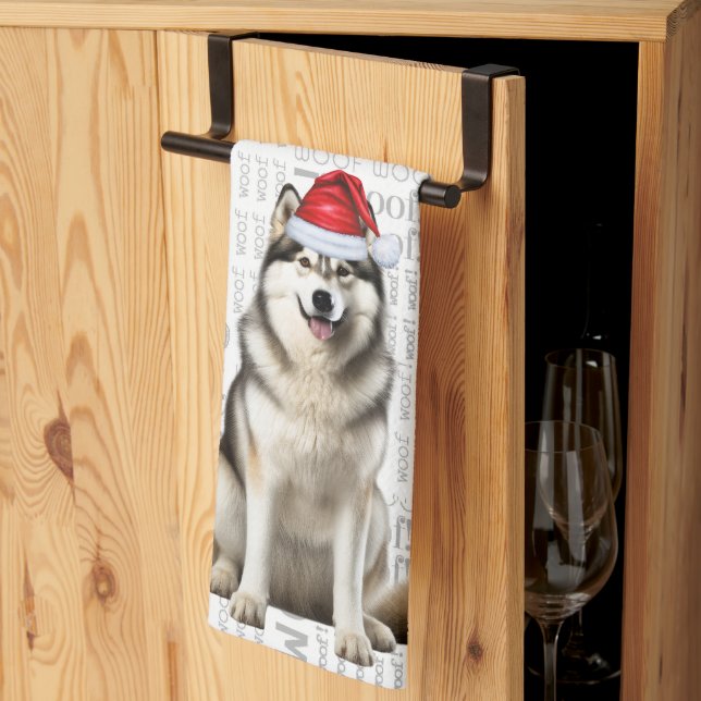 Djurälskare Helgdag Alaska Malamute Hund jul Kökshandduk (Thirds Fold)