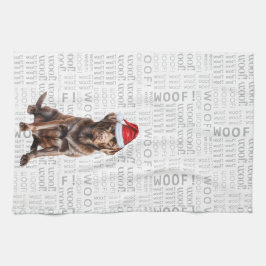 Djurälskare Helgdag Chocolate Labrador Hund jul Kökshandduk