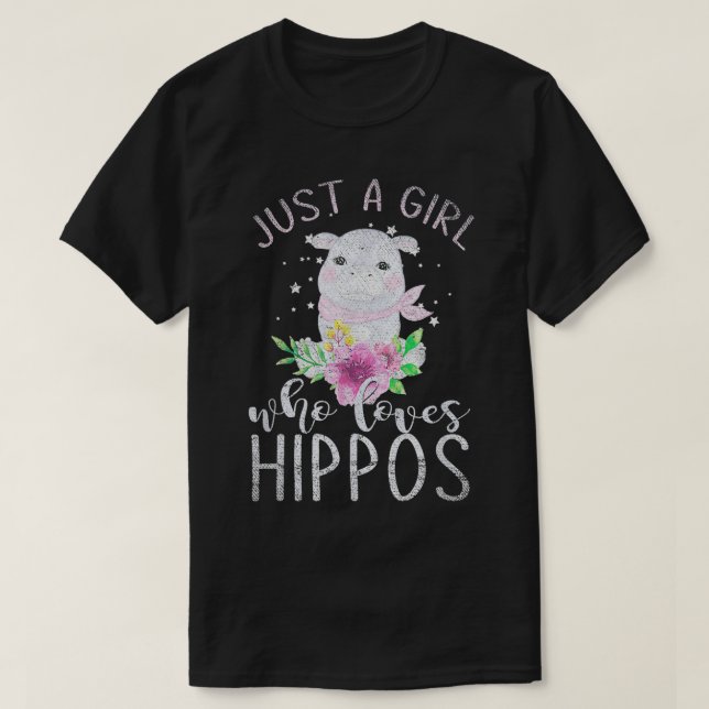 Djurälskare i Zoo Kvinnor Flickor Barn Flodhäst T Shirt (Design framsida)