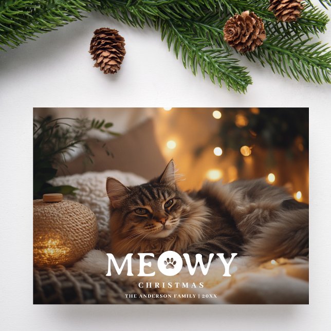 Djurälskare Meowy jul Kat Fotojul Julkort (Skapare uppladdad)