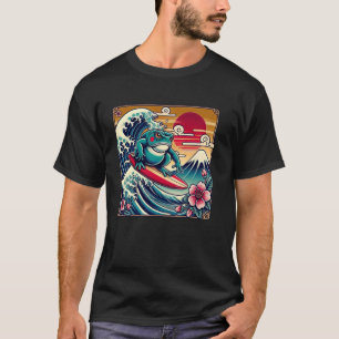 Djurälskare Mt. Fuji Sunset japansk Wave Art Surfi T Shirt