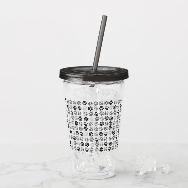 Djurälskare Tass avtryck Black White Take Away Mugg (Baksida Ice)