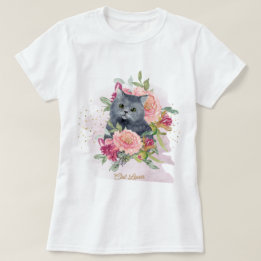Djurälskarn Black Cat & Flowers T Shirt