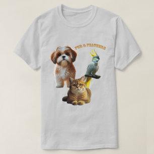Djurälskarn Päls & Feathers Hund, Cat och Bird URM T Shirt