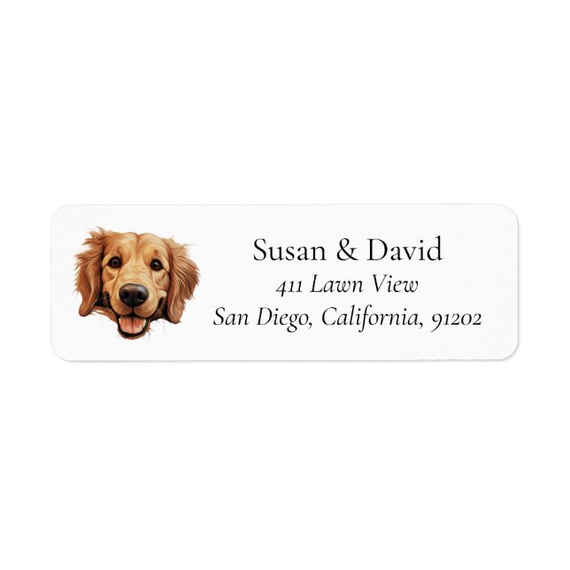 Djurälskarna Golden Retriever Hund aveln Returadress Etikett (Framsidan)
