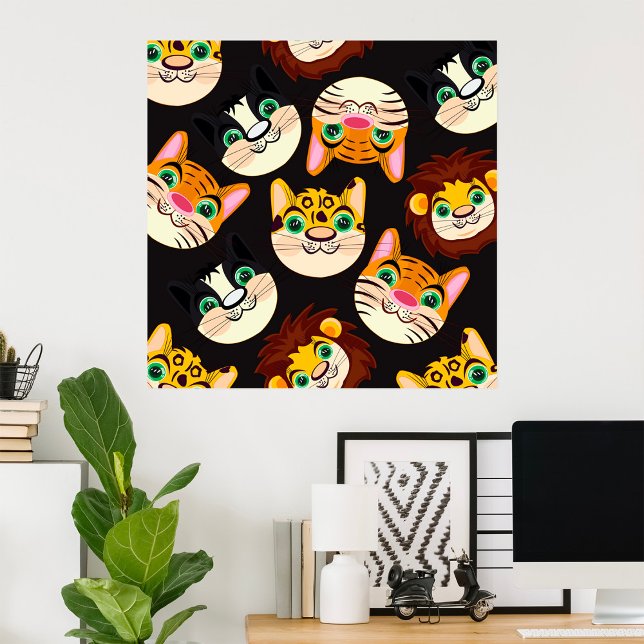 Djuransikten Mönster Katter Lejon Hundar Poster (Skapare uppladdad)