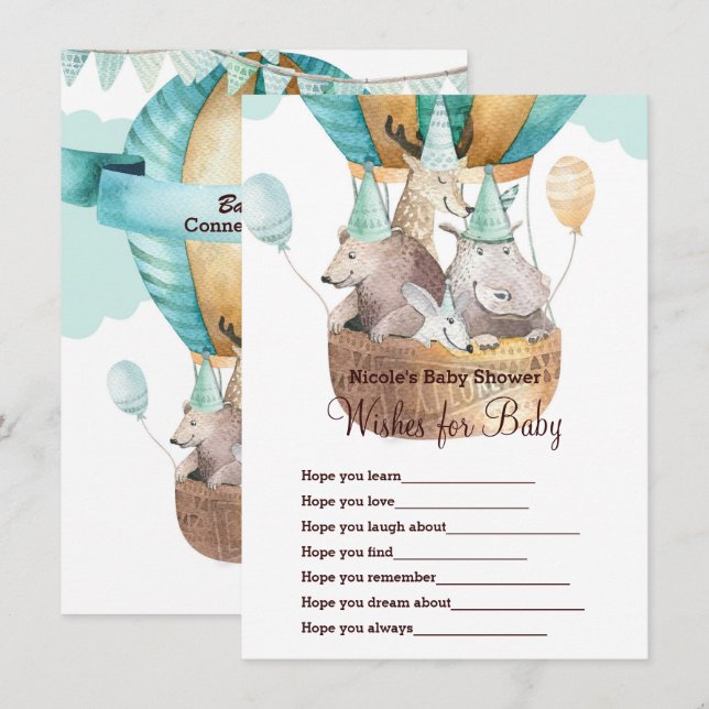 Djuräventyr önskar för Baby Shower-spel Inbjudningar (Fram/baksida)