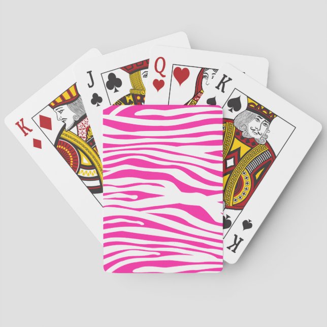 Djuravtryck av shock rosa Zebra rand mönster Kortlek (Baksidan)