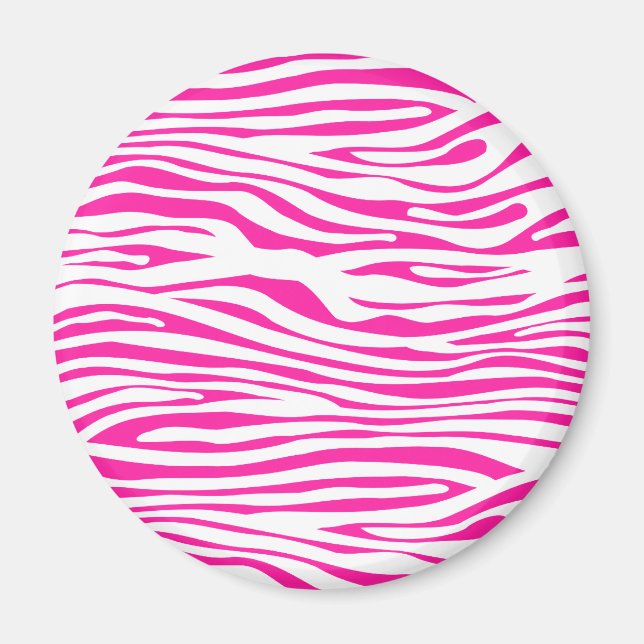 Djuravtryck av shock rosa Zebra rand mönster Magnet (Framsidan)