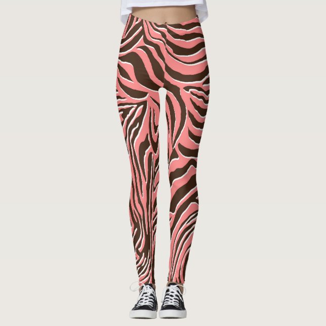 Djuravtryck, sömlös zebra mönstrad. leggings (Framsida)