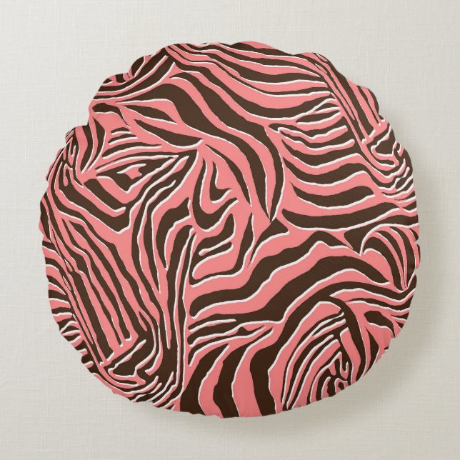 Djuravtryck, sömlös zebra mönstrad. rund kudde (Framsidan)