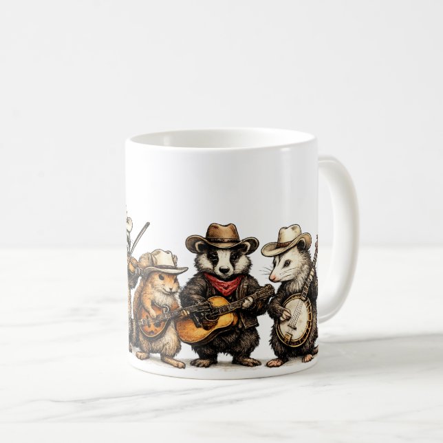 Djurband , Roliga Skogsdjur som Spelar Instrument Kaffemugg (Framsida höger)