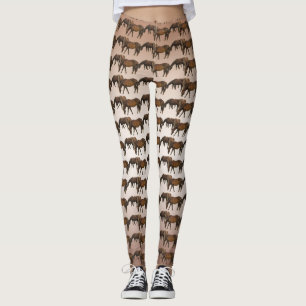 Djurbenen från betande bruna hästar leggings