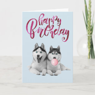 Djurbubbelgum från födelsedagen Siberian husky Hun Kort