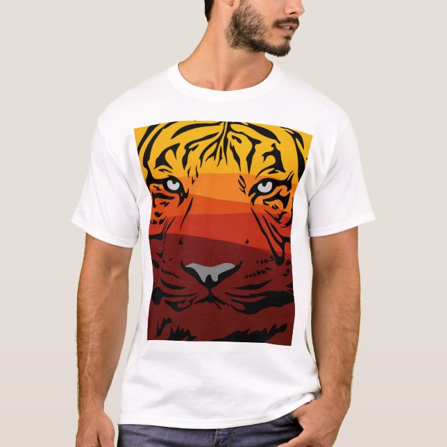 Djurdesignen Tiger mönster, platta, struktur färga T Shirt (Framsida)