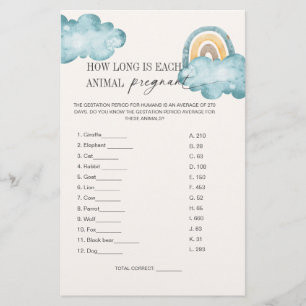 Djurdräktighet Baby Shower Spelkort
