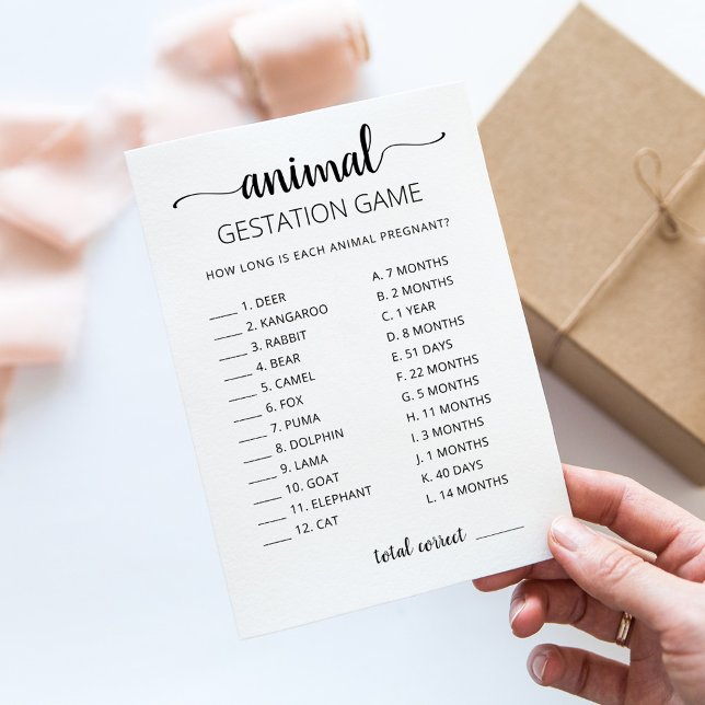 Djurdräktighet med svar Baby Shower Kort (Skapare uppladdad)