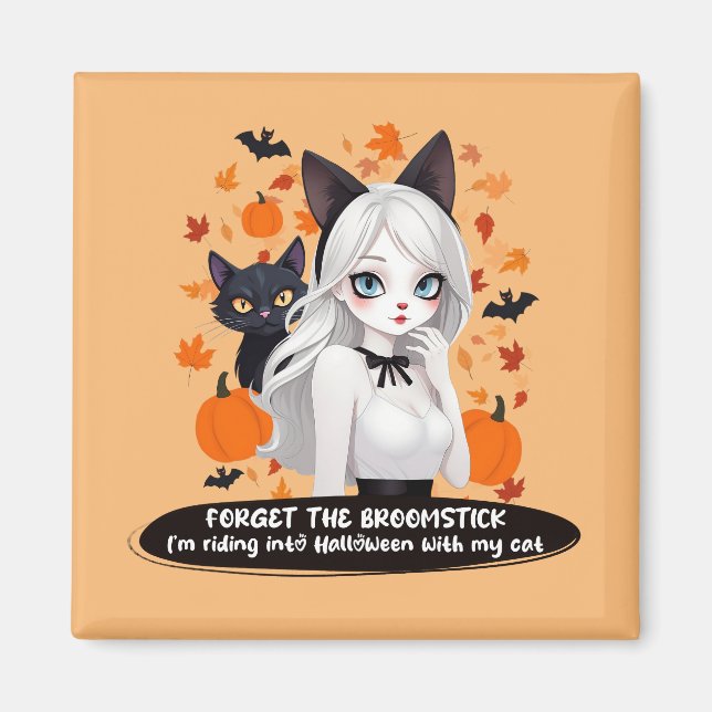 Djurekvinna med svart katt. magnet (Framsidan)