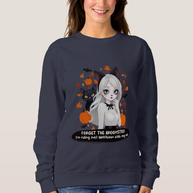 Djurekvinna med svart katt. t shirt (Framsida)