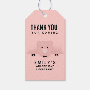 Djuren av Gris Rosa Cute Farm Animal Birthday Presentetikett