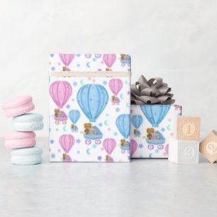 Djuren av rosa och blått Luftballong Presentpapper