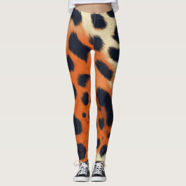 Djuren Black & orange leopard mönster stil Leggings