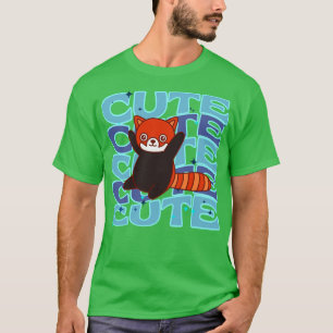 Djuren Cute Red Panda Blue Färg T Shirt