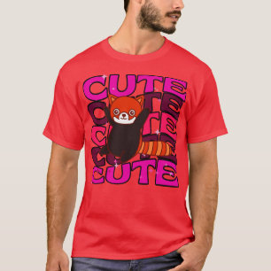 Djuren Cute Red Panda Rosa Färg T Shirt