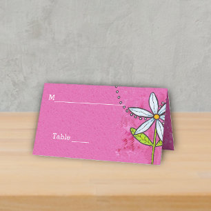 Djuren Daisy Flower-Löv på Bright Rosa Placeringskort