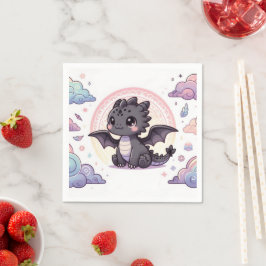 Djuren Dragon Baby Shower med vit Elegant Pappersservett