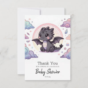 Djuren Dragon Baby Shower med vit Elegant Tack Kort