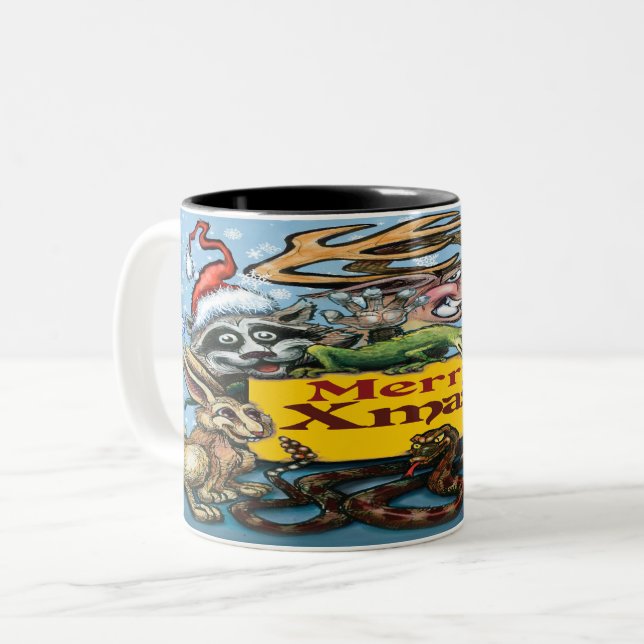 Djuren Julafton 2-tonkaffe Mugg (Framsida vänster)