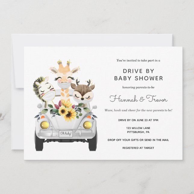 Djuren kör med babyskor Parad Inbjudningar (Framsida)