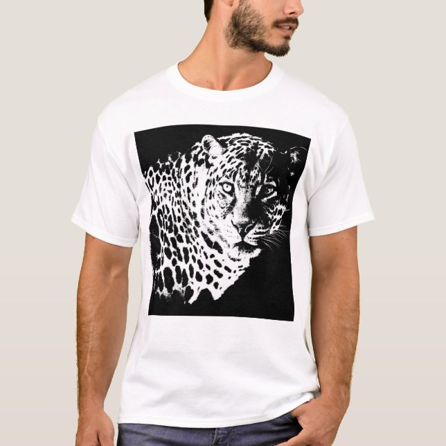 Djuren Leopard Head Pop Art Template Modern Manar T Shirt (Framsida)