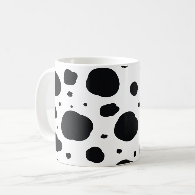 Djuren mönster, svarta vita, moderna dalmatiska fl kaffemugg (Framsida vänster)