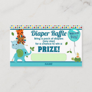 Djuren Parad Baby Shower DIAPER RAFFLE BILJETT Tilläggskort