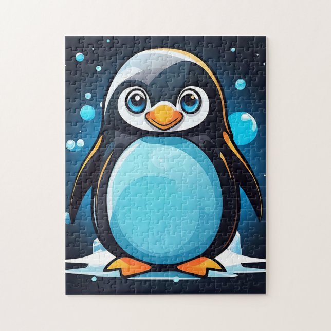 Djuren Penguin Blue Cute Pussel (Vertikal)