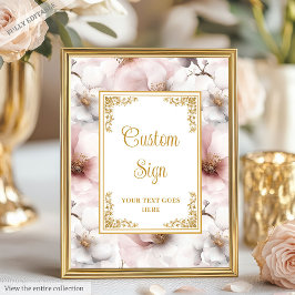 Djuren rosa blommor med guld accents 8x10 poster