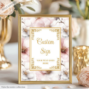 Djuren rosa blommor med guld accents 8x10 poster