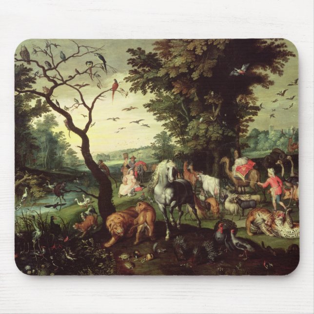 Djuren som skriver in Noahs ark Musmatta (Framsidan)