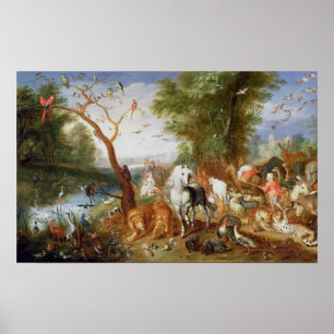 Djuren som skriver in Noahs ark Poster