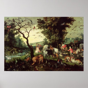 Djuren som skriver in Noahs ark Poster