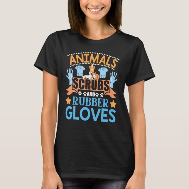Djuren, sporten och gummihandskar vet Tech Veterin T Shirt (Framsida)