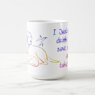 Djuren vid Spara av kaffe tar två djuröverdrag Kaffemugg